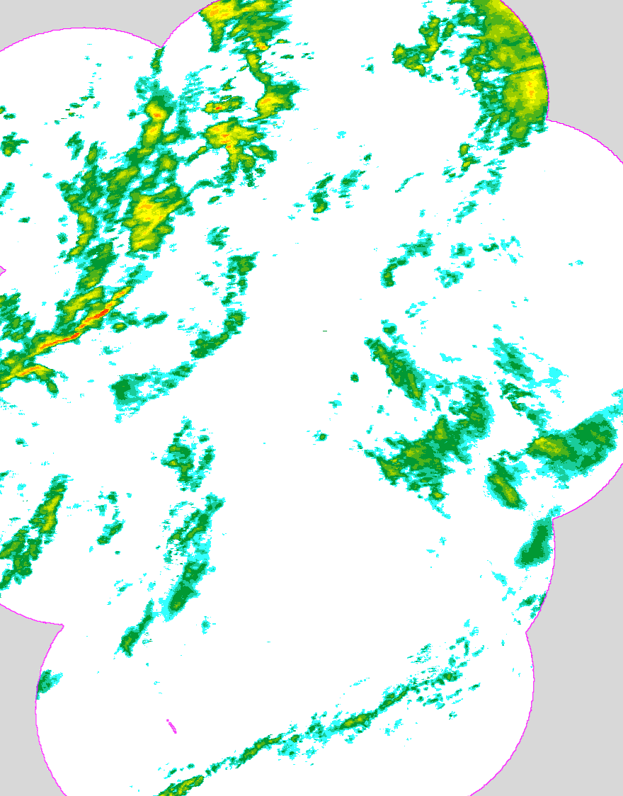 Regenradar Sankt Ingbert, Radarbild von 23:05 Uhr