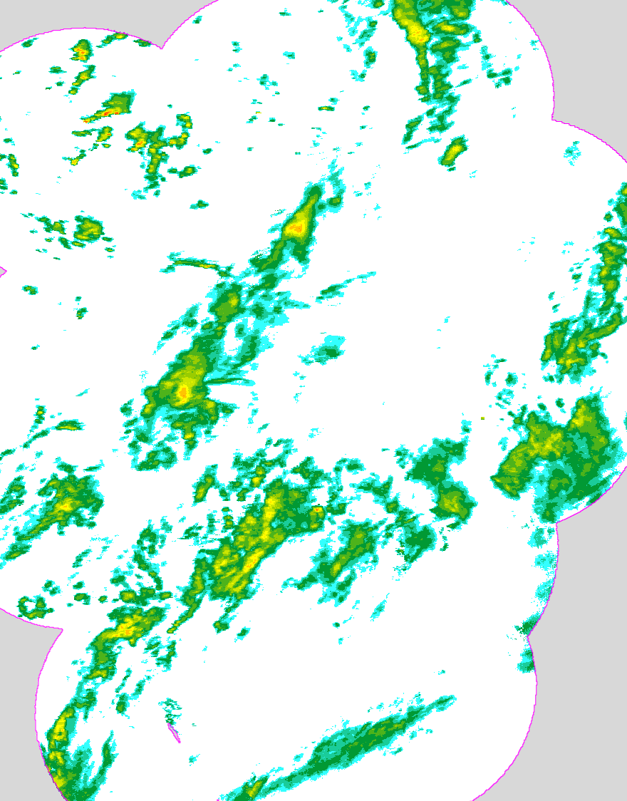 Regenradar Groß Gievitz, Radarbild von 3:15 Uhr