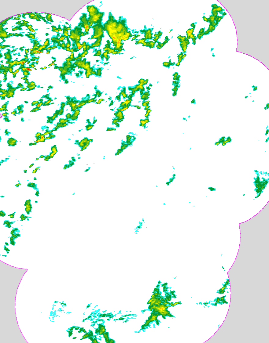 Regenradar Burgkunstadt, Radarbild von 18:55 Uhr