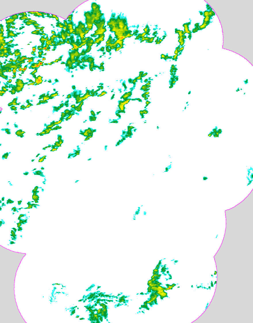 Regenradar Heimbuchenthal, Radarbild von 19:20 Uhr