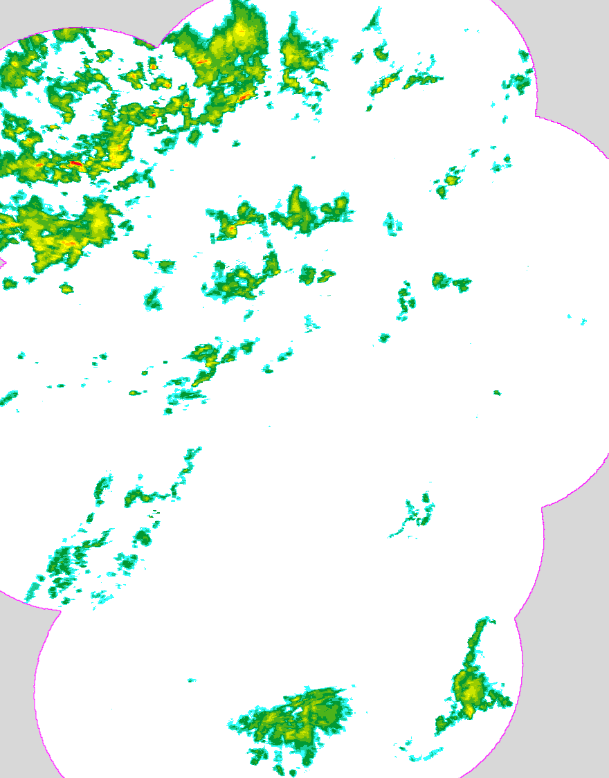 Regenradar Temmels, Radarbild von 21:20 Uhr