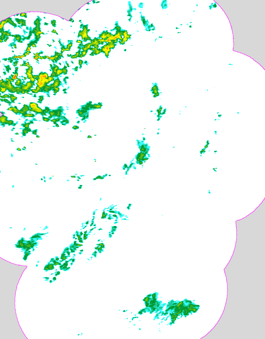 Regenradar Gelting, Radarbild von 23:40 Uhr