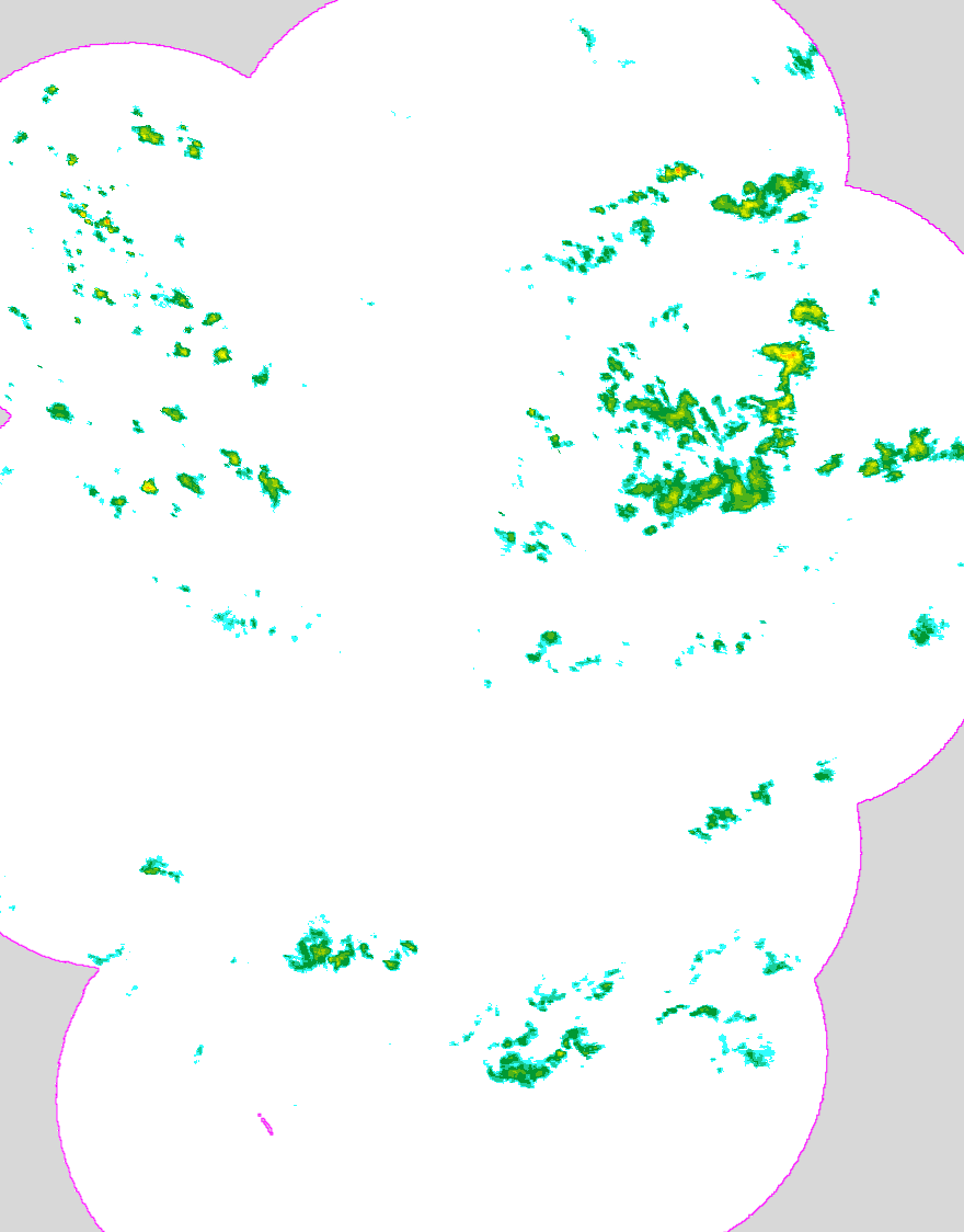 Regenradar Ersfeld, Radarbild von 20:05 Uhr