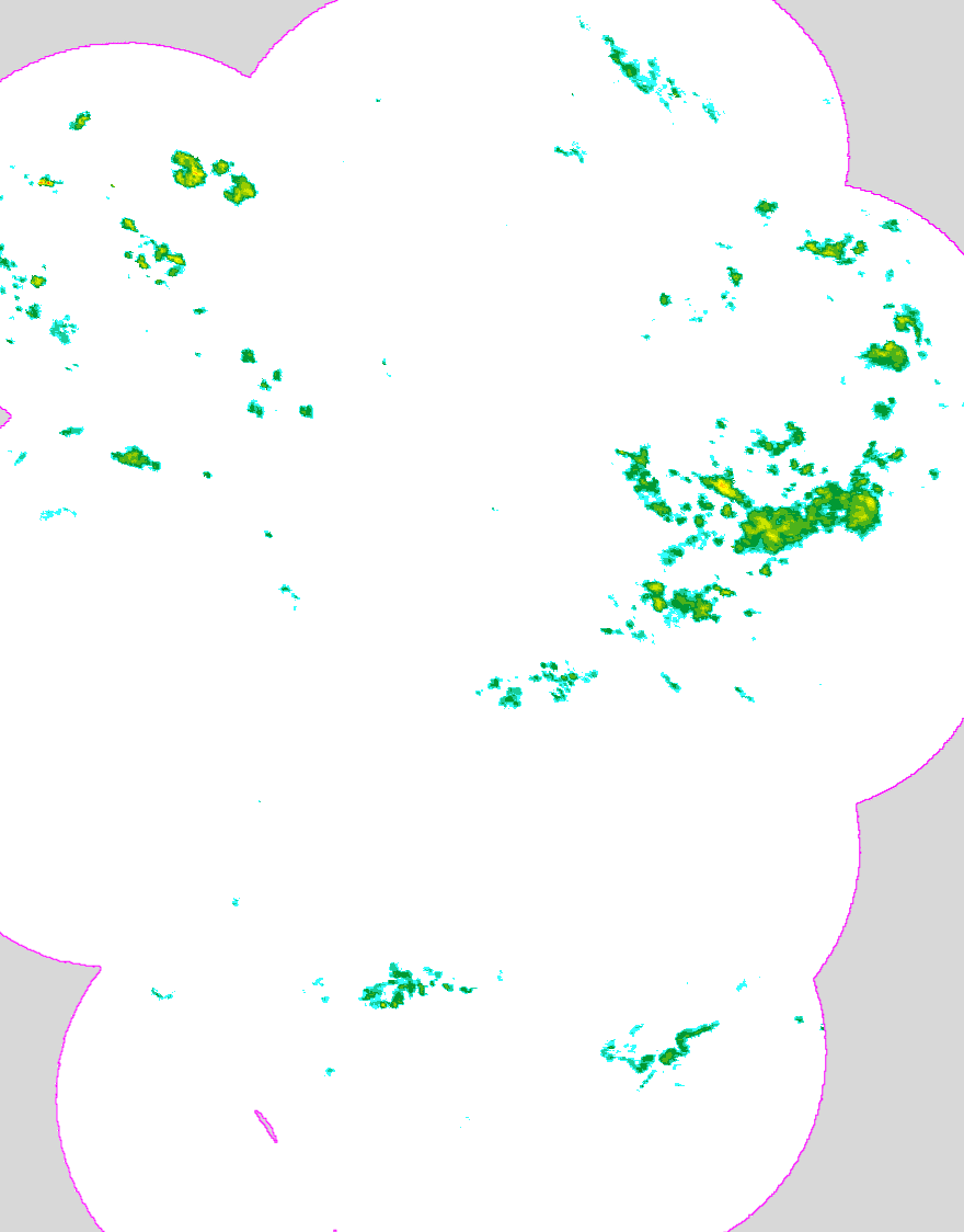 Regenradar Schlotheim, Radarbild von 21:55 Uhr