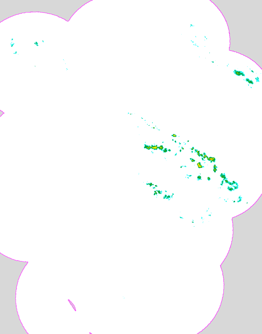 Regenradar Tackesdorf, Radarbild von 13:15 Uhr