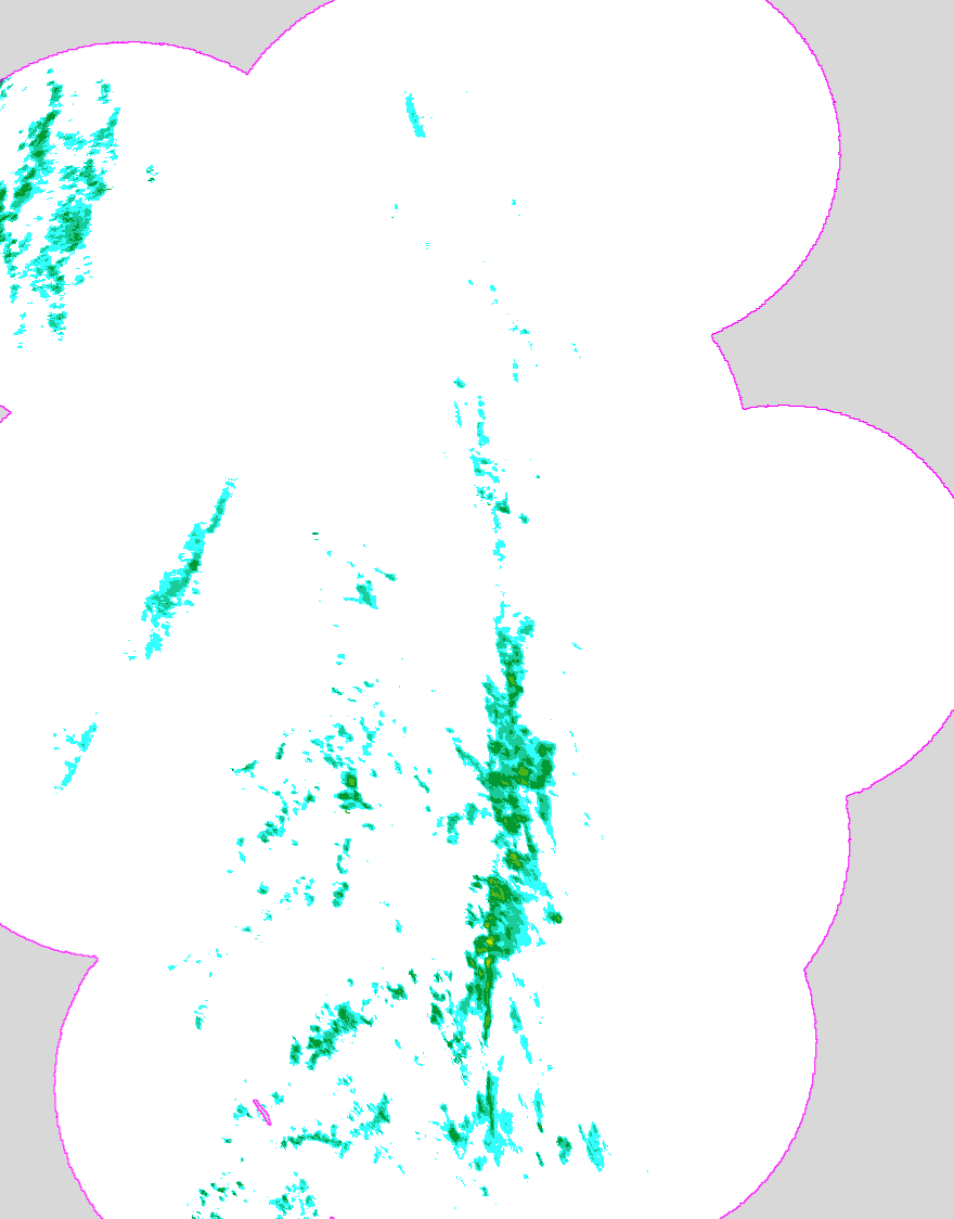 Regenradar Bärenstein, Radarbild von 15:45 Uhr