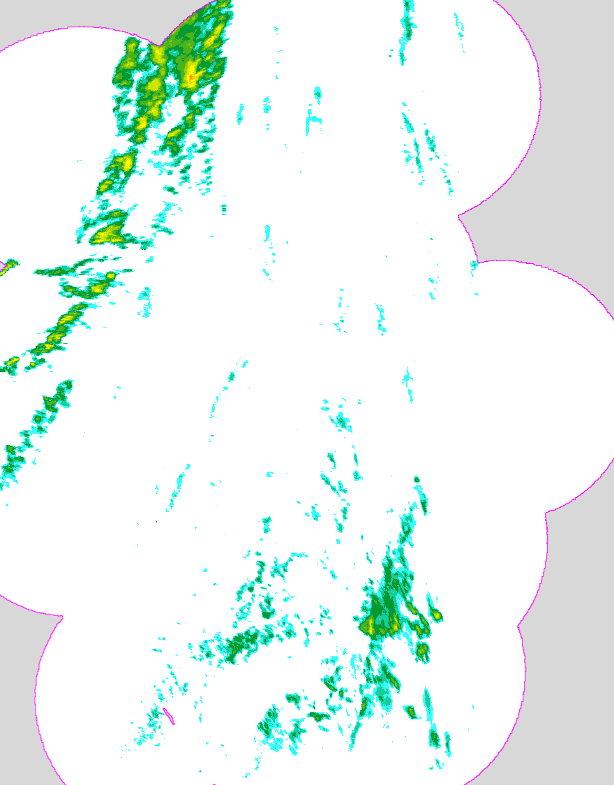 Regenradar Haldenwang, Radarbild von 18:45 Uhr