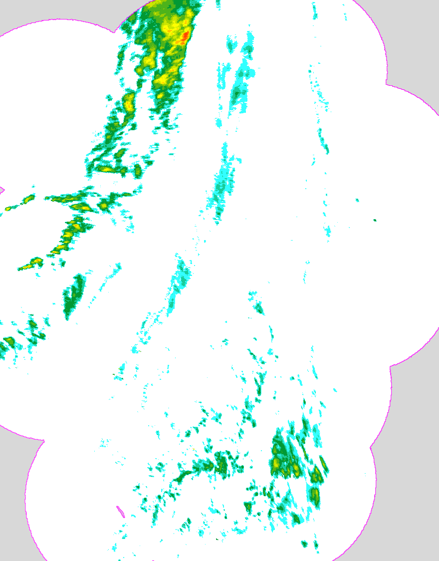 Regenradar Buttenheim, Radarbild von 19:30 Uhr