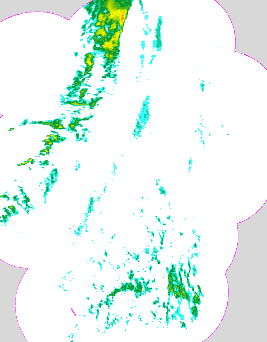 Regenradar Burg, Radarbild von 19:50 Uhr
