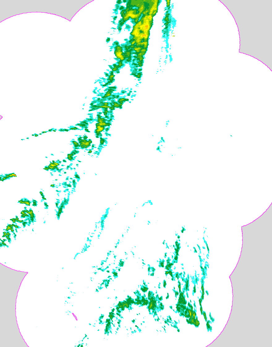 Regenradar Tautenhain, Radarbild von 20:45 Uhr