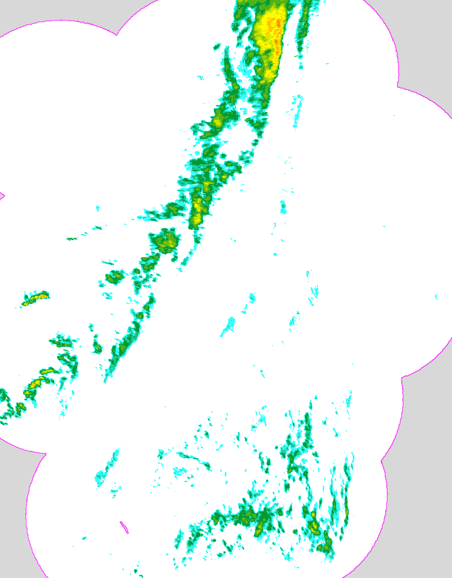 Regenradar Seeon-Seebruck, Radarbild von 21:25 Uhr