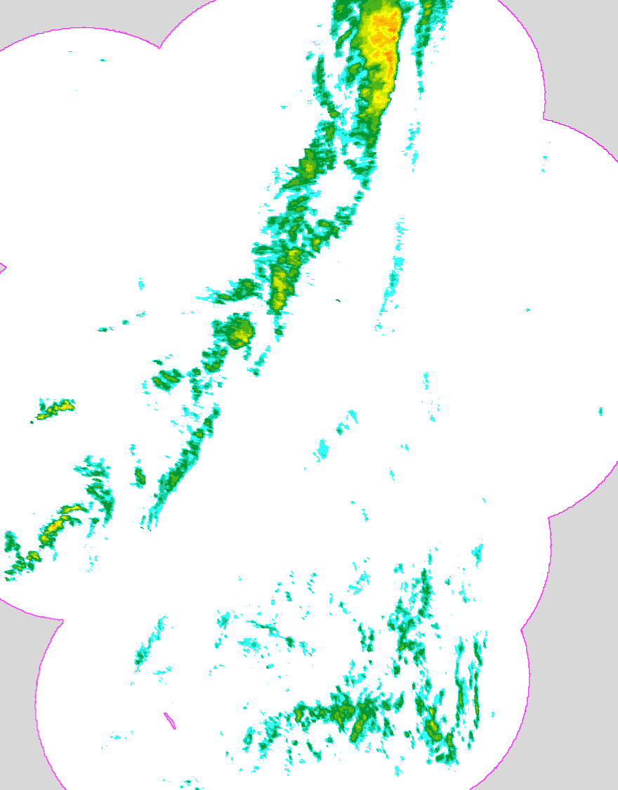 Regenradar Großwoltersdorf, Radarbild von 21:35 Uhr