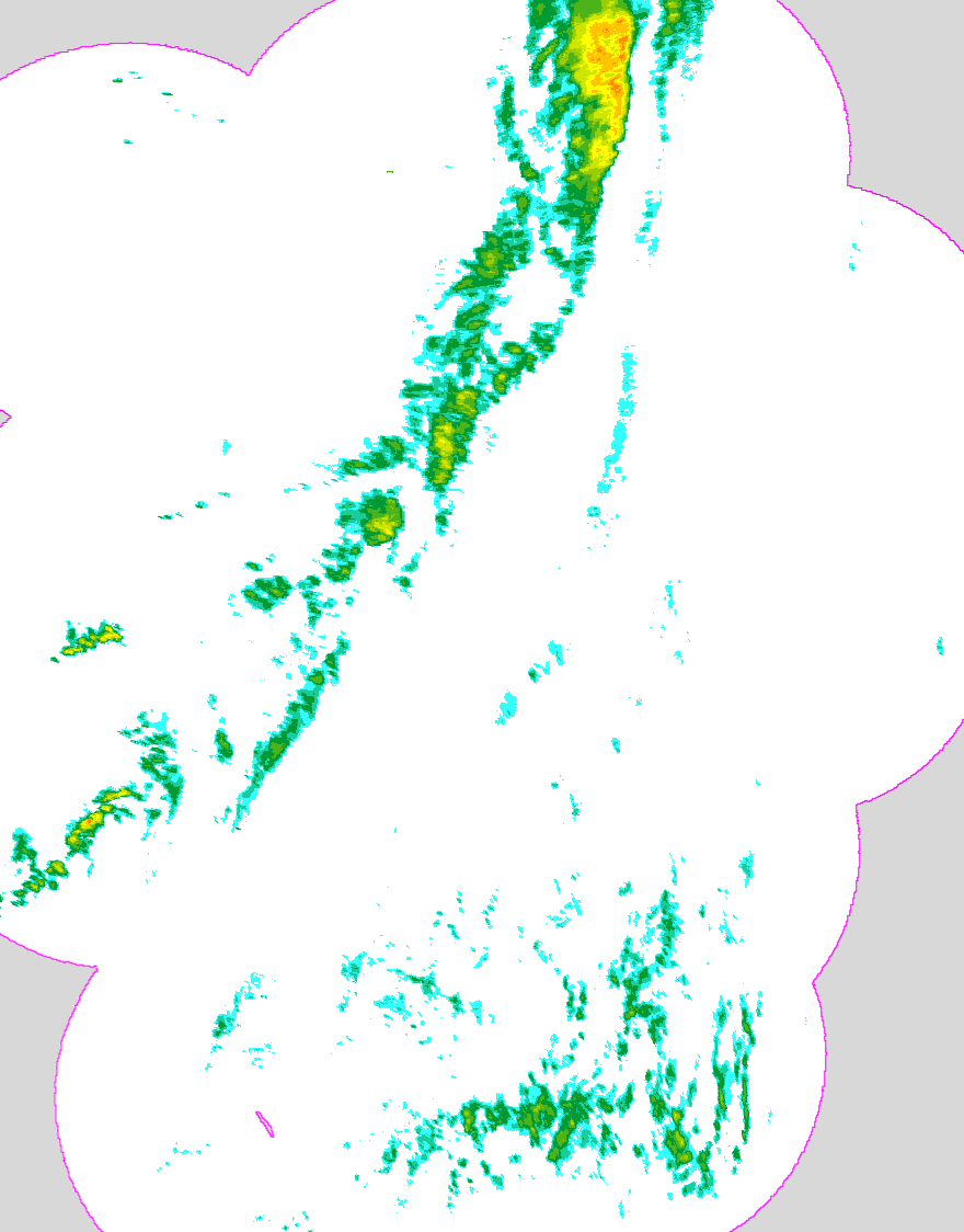 Regenradar Urbach-Überdorf, Radarbild von 21:40 Uhr