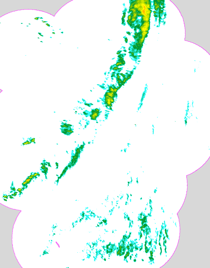 Regenradar Büsum, Radarbild von 22:15 Uhr