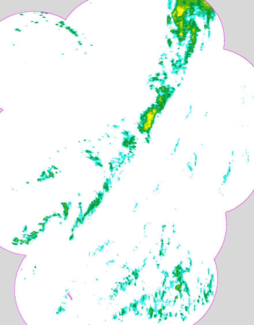 Regenradar Dornumersiel, Radarbild von 22:55 Uhr