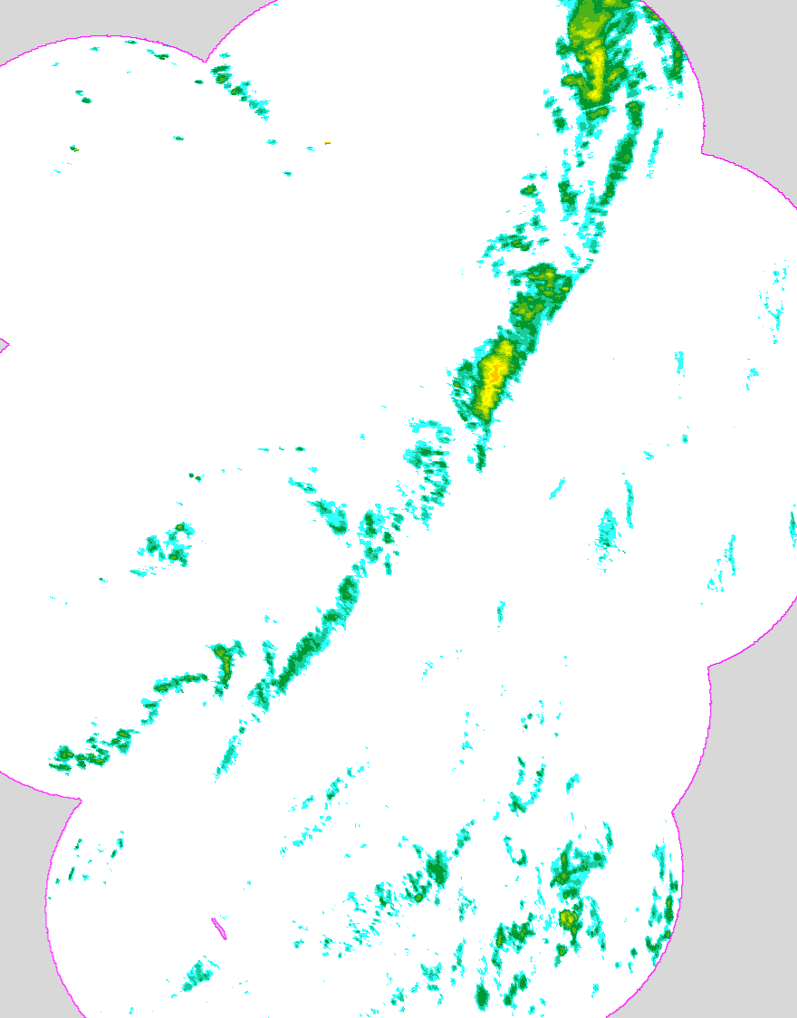 Regenradar Martinroda, Radarbild von 23:15 Uhr