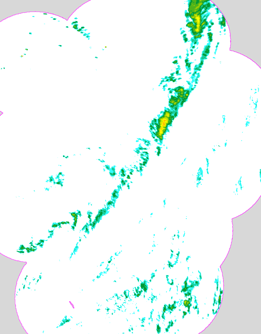 Regenradar Weilen unter den Rinnen, Radarbild von 23:20 Uhr