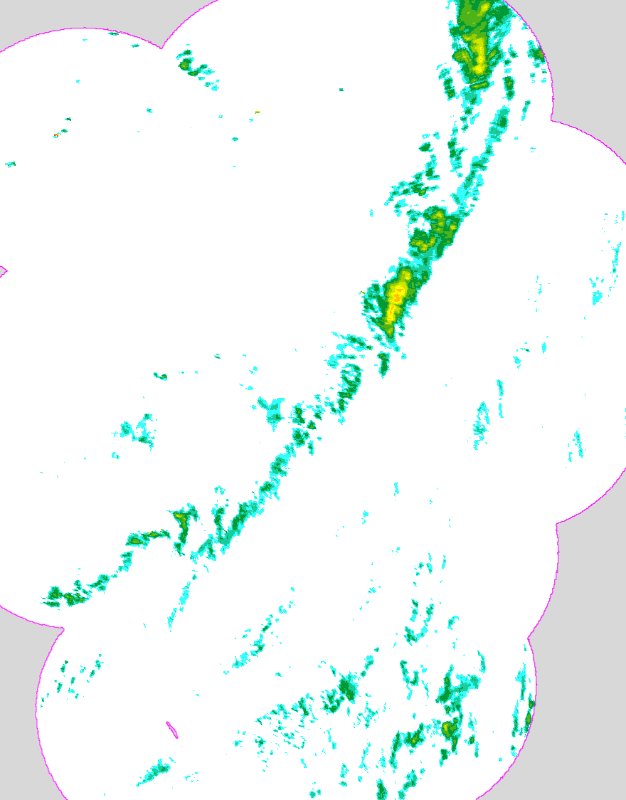 Regenradar Brandenburg an der Havel, Radarbild von 23:25 Uhr