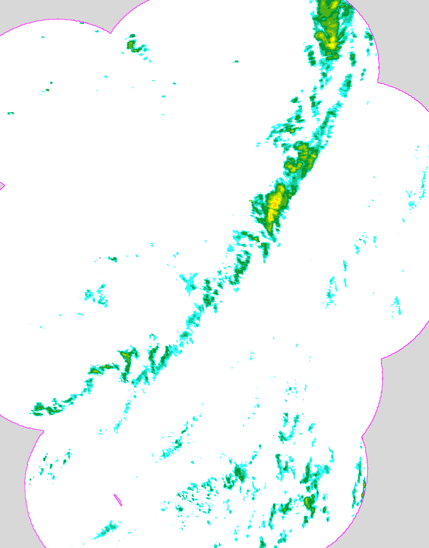Regenradar Obererbach, Radarbild von 23:30 Uhr