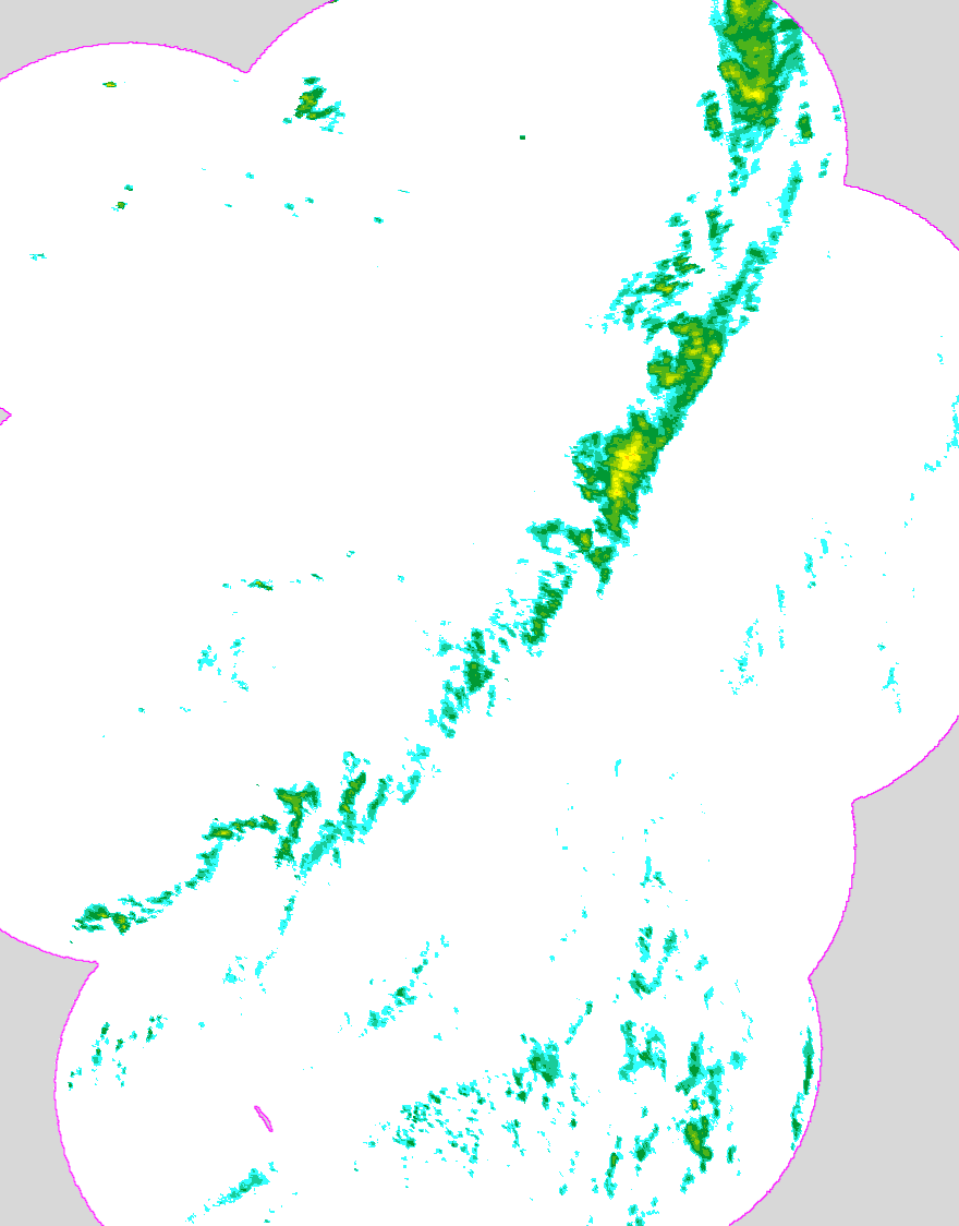 Regenradar Lautzenbrücken, Radarbild von 23:40 Uhr