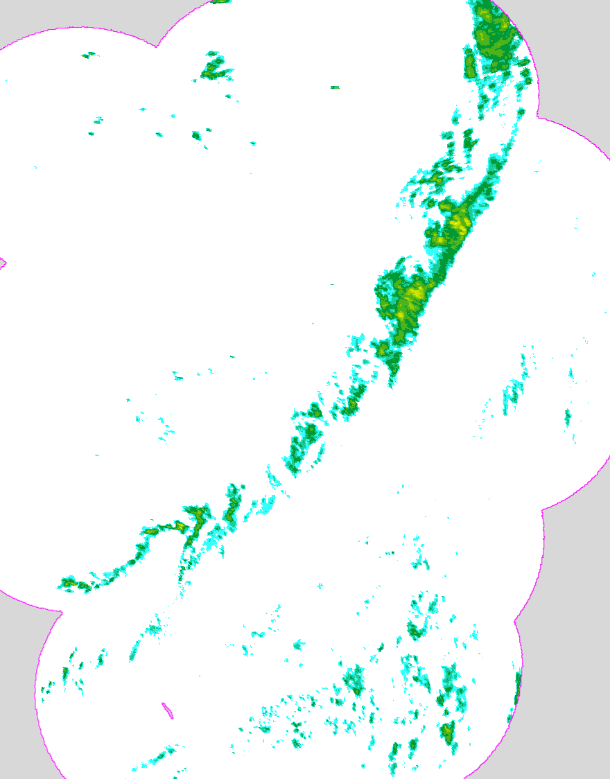 Regenradar Kevelaer, Radarbild von 23:55 Uhr