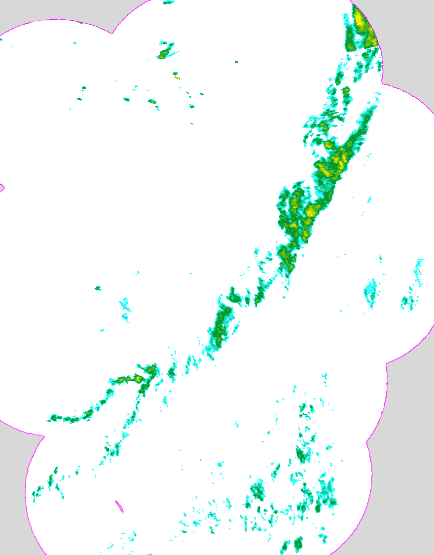 Regenradar Unterstadion, Radarbild von 0:15 Uhr
