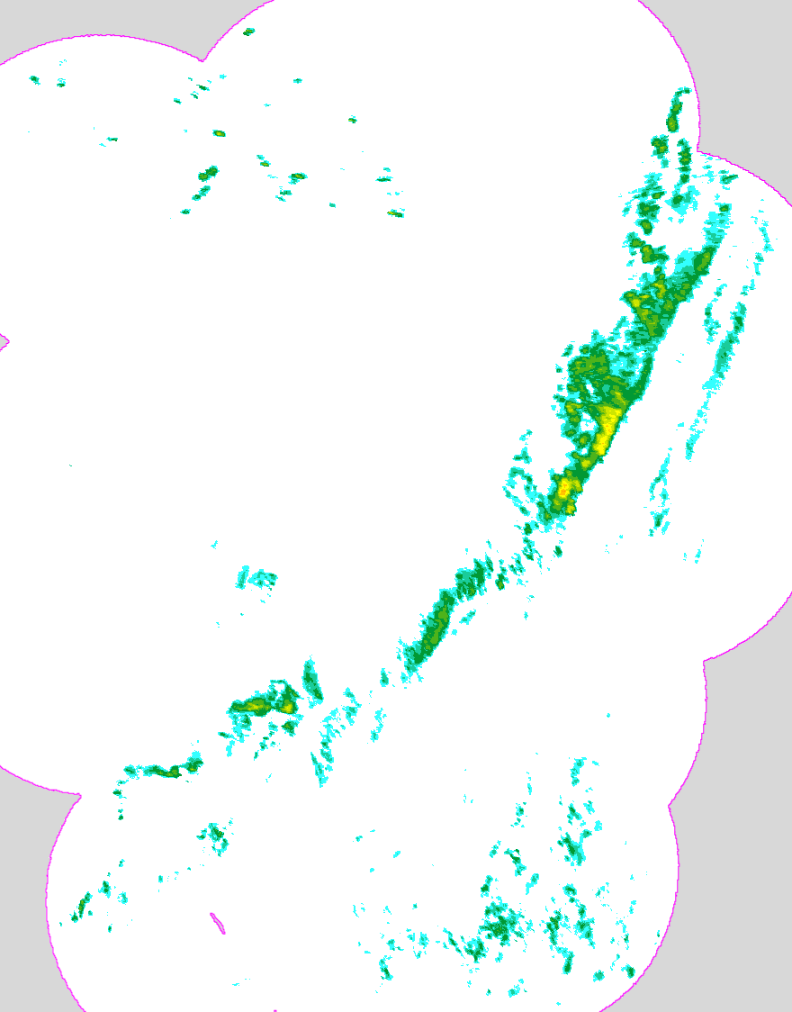 Regenradar Zaisenhausen, Radarbild von 1:00 Uhr