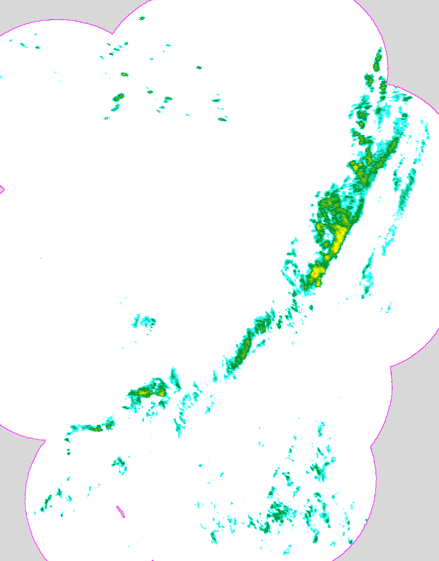 Regenradar Gstadt am Chiemsee, Radarbild von 1:05 Uhr