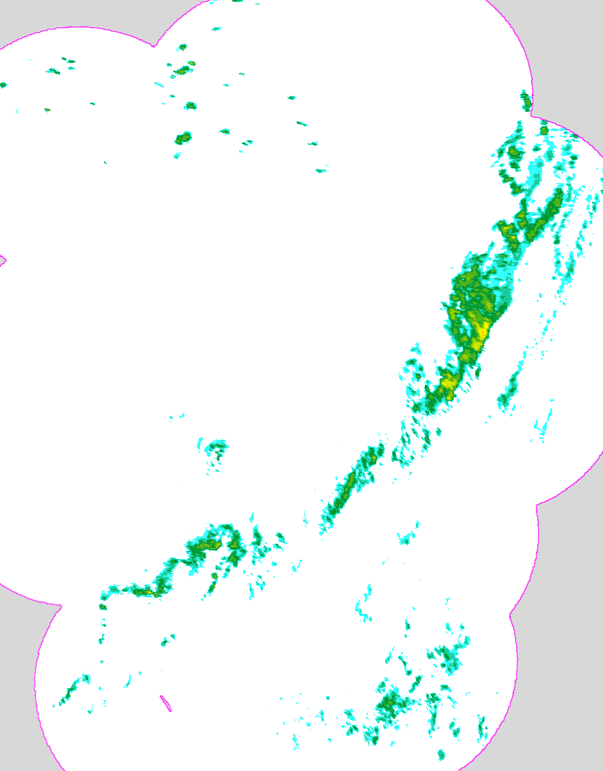 Regenradar Bernau, Radarbild von 1:25 Uhr