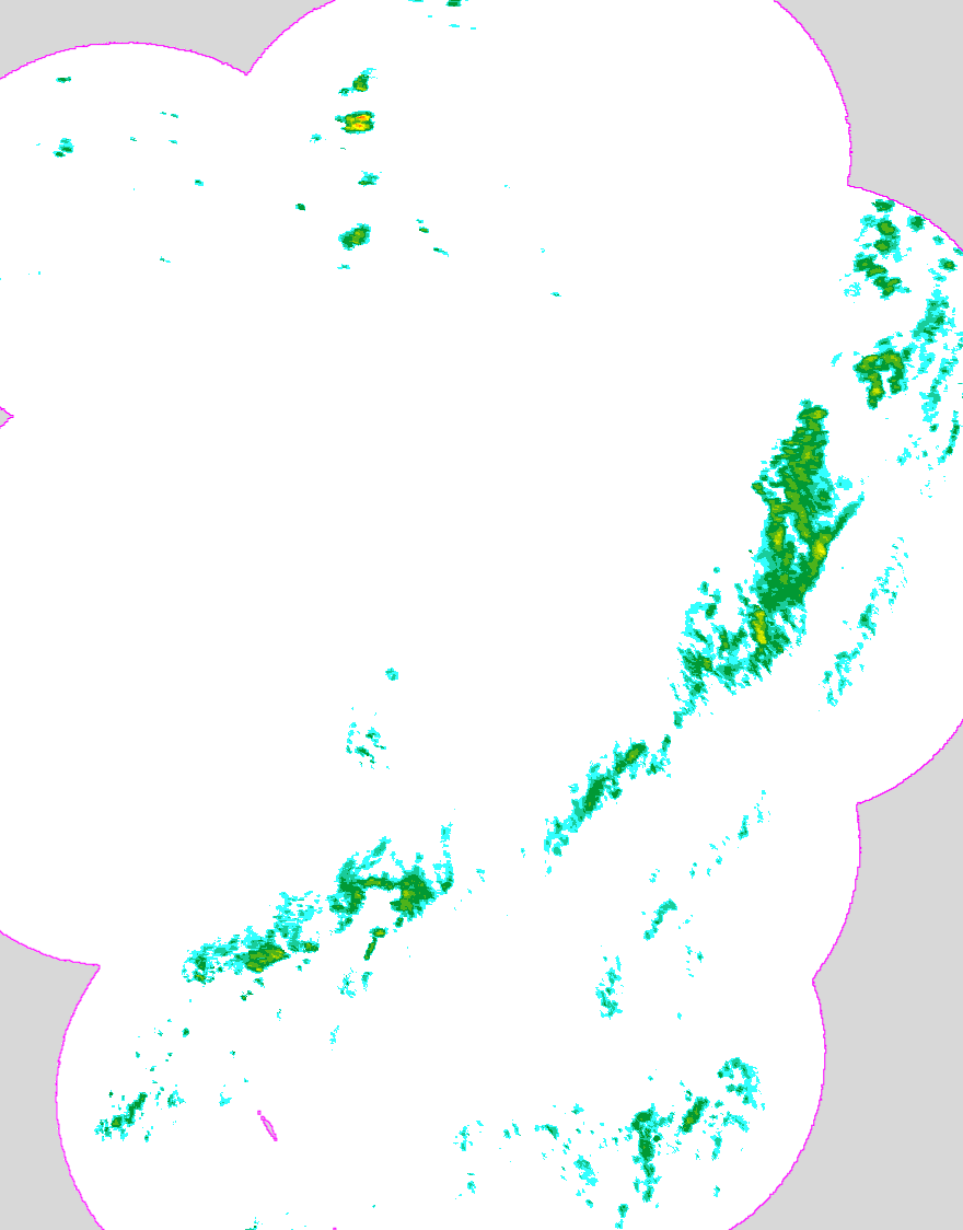 Regenradar Bühlerzell, Radarbild von 2:05 Uhr